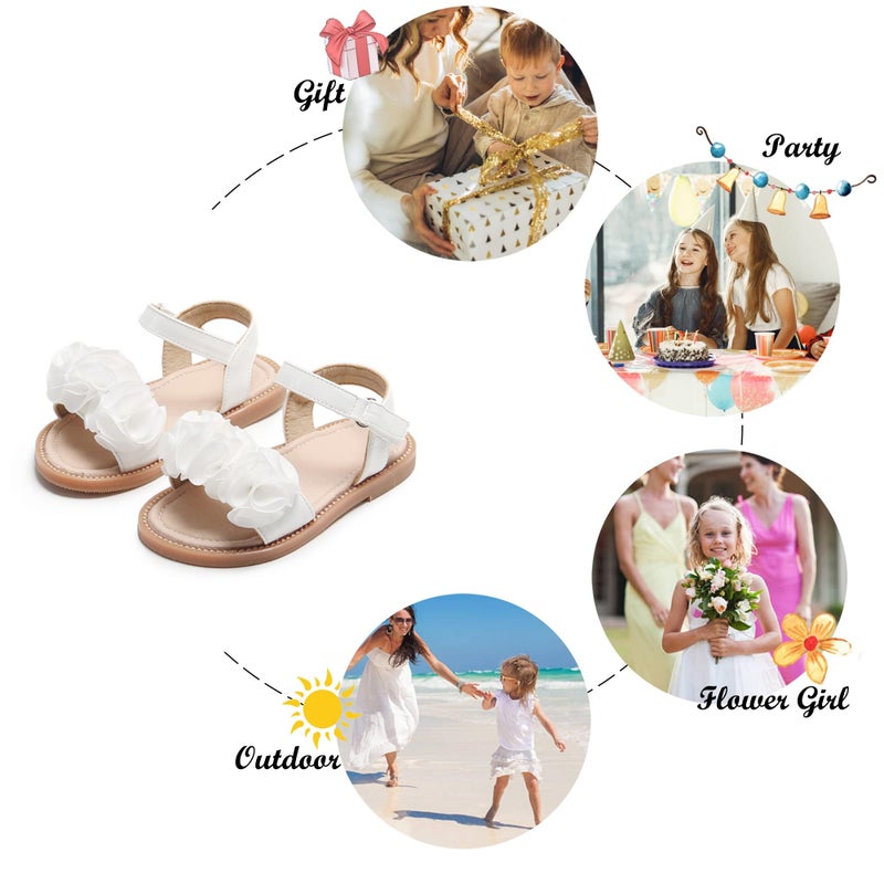 Felix & Flora Toddler Girl White Sandals Size 10 - Easter Flower Girl Dress Shoes Open Toe Little Kid Summer Flats - Image 5